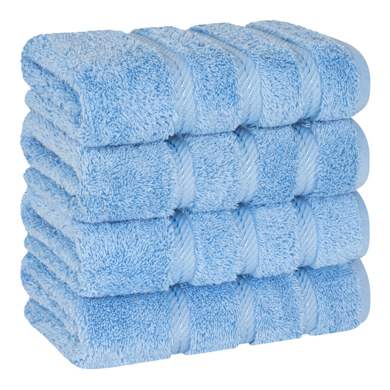 Edison Turkish Cotton Quick-Drying Hand Towels (Set of 4), Sky Blue