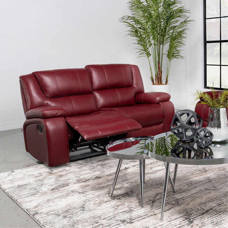 Elodie  Upholstered Motion Reclining Loveseat, Red