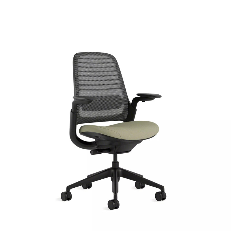 Steelcase Series 1 Task Chair, Olivine/Nickel, Black, Carpet