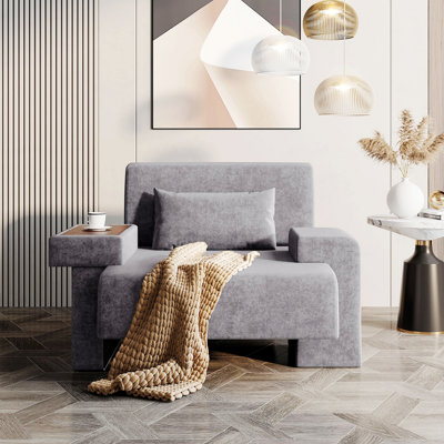 Fauteuil, fauteuil rembourré avec coussin, fauteuil d'appoint à cadre en bois pour le salon, fauteuil d'appoint pour l'intérieur
