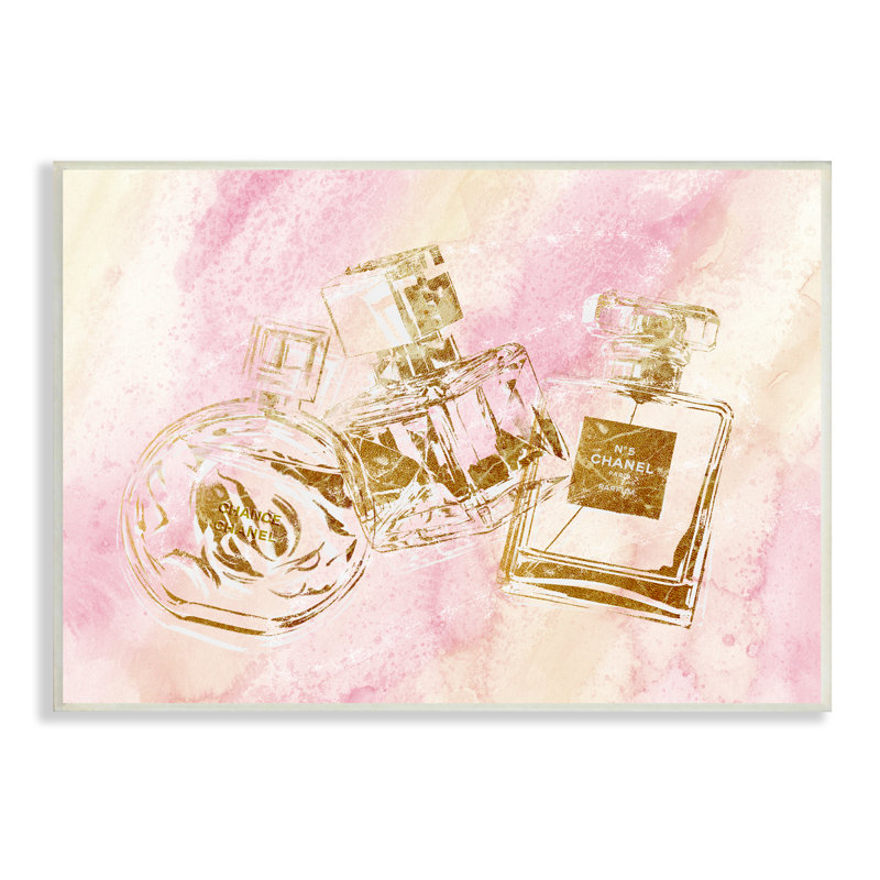 Glam Gold Perfume Bottle Trio Wall Plaque in MDF Wood