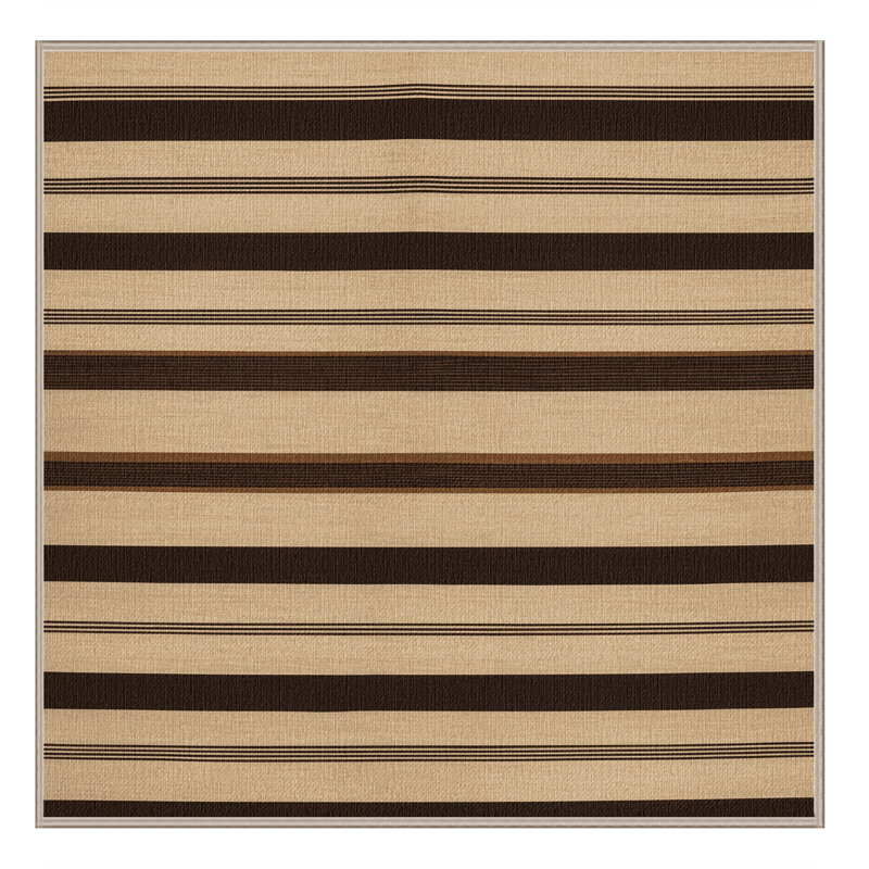  Tapis beige lavable rayé brun chocolat, Rectangle de 5 pi x 8 pi