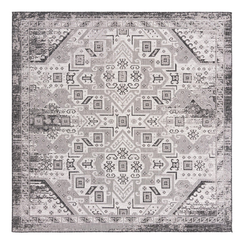 Tapis intérieur / extérieur bleu Alucard Southwestern, Carré 10 pi
