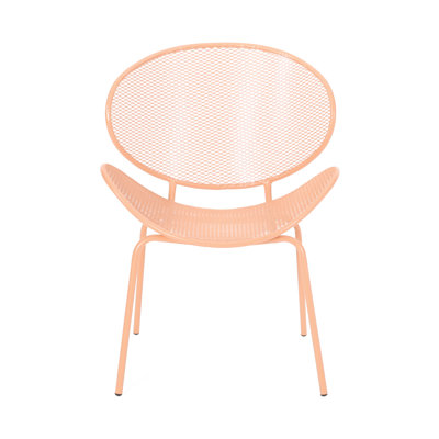 Metal Chair  2 , 25.29"D X 34.57"H, Orange, Stable Structure Modern Mesh Seating Chairs Rounded Edges, Orange