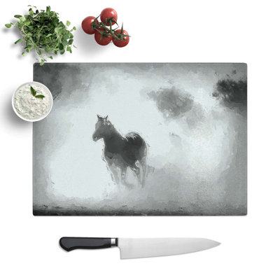 Glass Horses in Abstract Chopping Board
