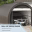 Abri de voiture portable 3 m x 4,8 m, en polyéthylène anti-UV, gris.-84492748
