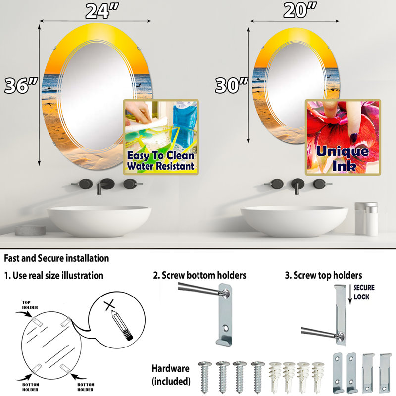 Miroir de salle de bain sans cadre, 30 po x 20 po