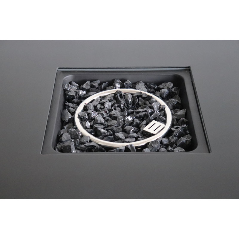Table de foyer d'extérieur 25 po x 30 po avec couvercle, acier inoxydable, acier