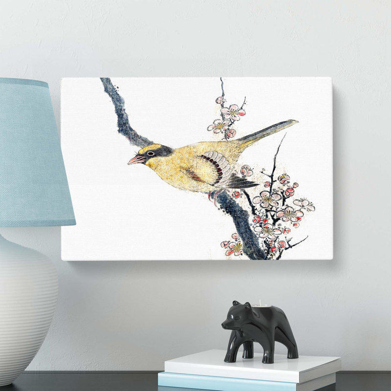 Bird On A Branch by Katsushika Hokusai - Wrapped Canvas Painting, 35cm H x 50cm W x 3cm D