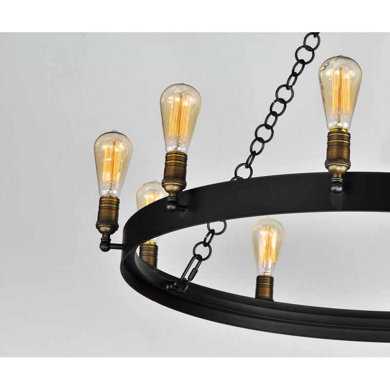 Kimes 10 - Light Dimmable Wagon Wheel Chandelier, MB