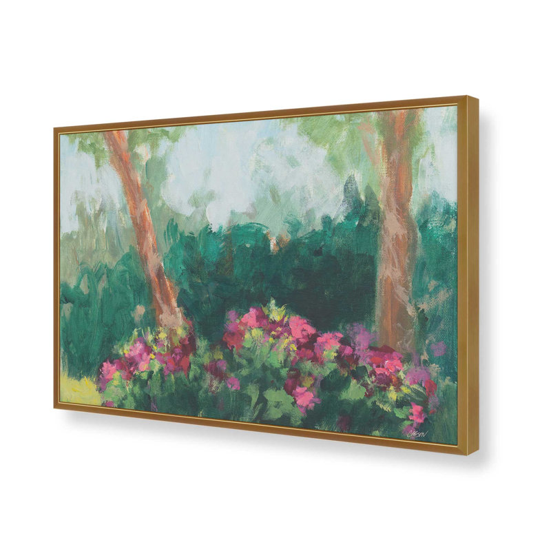 «Garden Azaleas en Plain Air» par Carson Overs passer, reproduction d'art, H 30 po x l 40 po, Doré