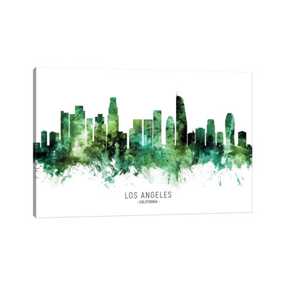 " Los Angeles California Skyline Green " by Michael Tompsett