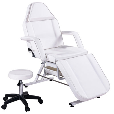 Vegan Leather Tattoo Spa Facial Salon Recliner Adjustable Chair Set With 2 Trays