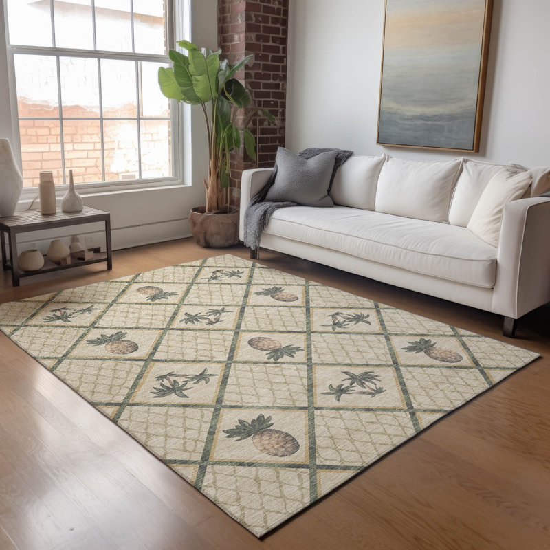 Premium Machine Washable Bradenburg AMF162 Beige Rug, Rectangle 3' x 5'