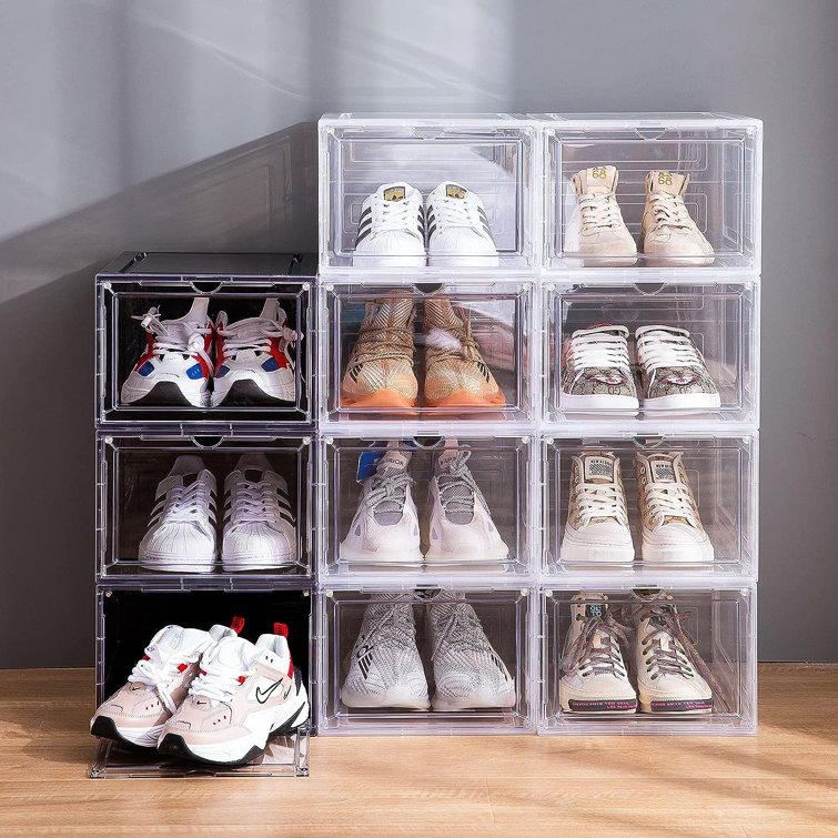 Shoe Storage Organizer Folding Shoe Box without Installation 3/6 Floors  Clear Plastic Stackable Space Saving for Sneaker Display - AliExpress