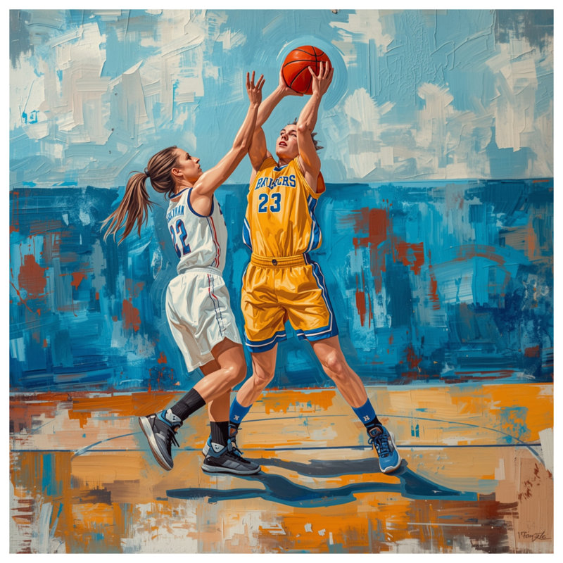 Tapisserie murale «Basketball Game Action» - Décoration murale basketball, H 68 po x l 80 po avec 4 œillets