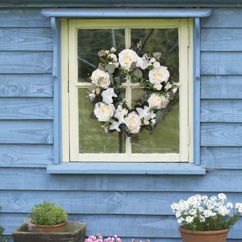 Handcrafted Rose Plastic 45 cm Artificial Wreath