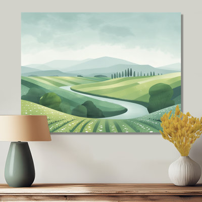 Green Grey Pond Meadows In Tuscany II - Farm Wall Decor