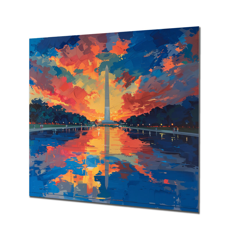 «Blue Red National Pride Washington Monument I», reproduction d'art mural, Sans cadre, métal, H 16 po x l 16 po