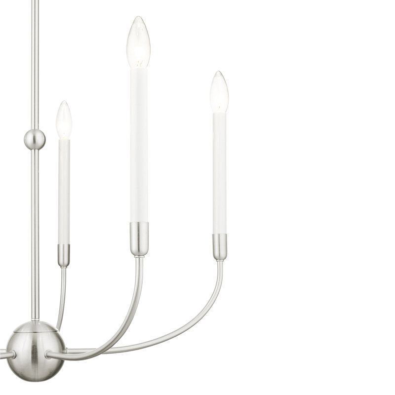 Balmers Steel Dimmable Kitchen Island Chandelier, 28" H x 24" W x 24' D, Brushed Nickel, 5