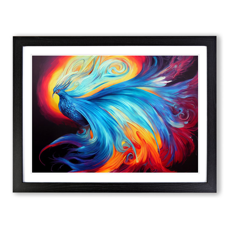 Spectacular Phoenix Bird - Framed Print, Black, 46cm H x 64cm W x 2cm D
