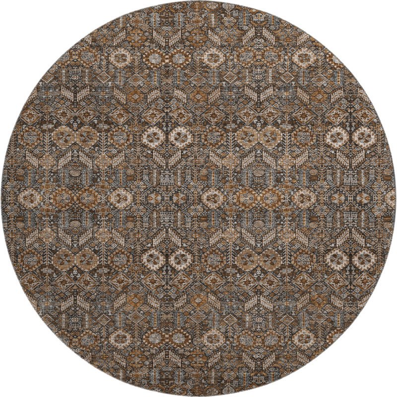 Premium Machine Washable Cerrito AMF574 Chocolate Rug, Round 8'