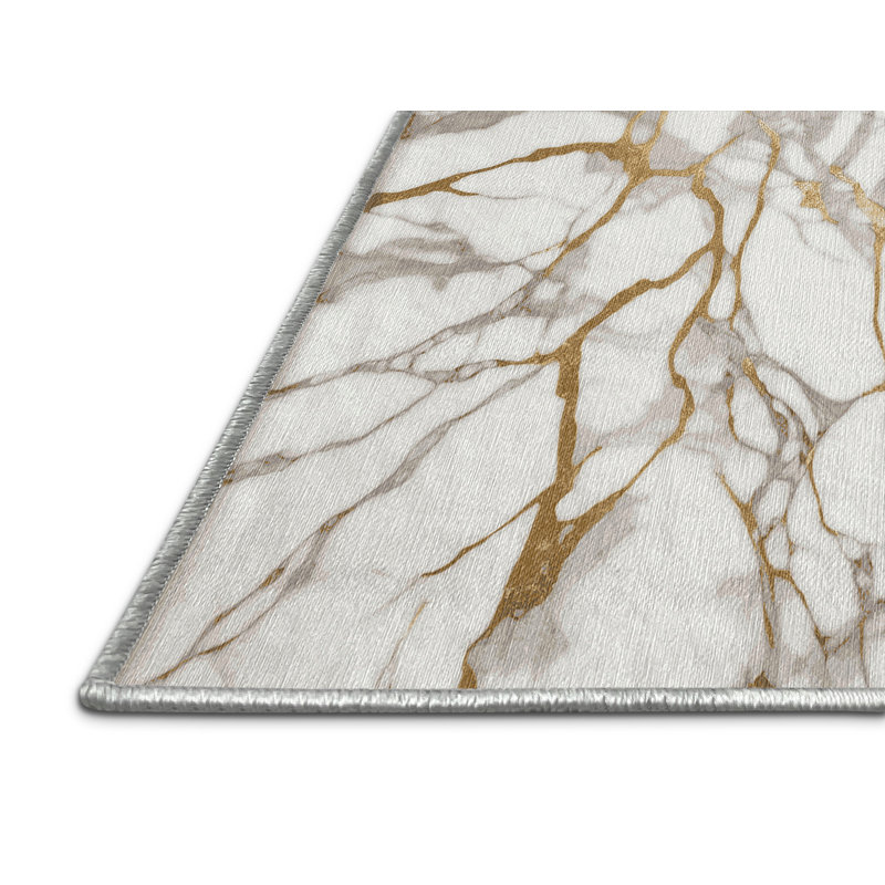 Machine Washable White Area Rug, Square 6'