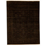 Hand Knotted Wool Area Rug in Black