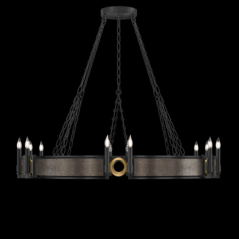 Mirage 12 - Light Chandelier, Pebble/Matte Black/Brass