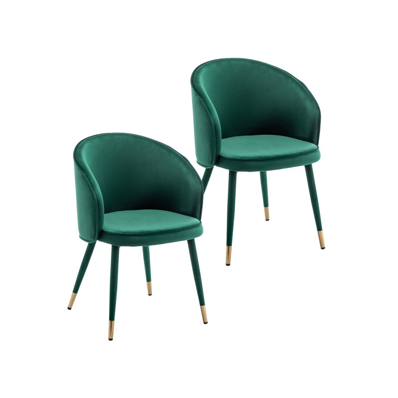 Chaise de salle à manger rembourrée en velours Mablethorpe, Vert
