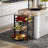 Fruit Basket for Kitchen, 4-5Tier Slide Out Metal Storage Baskets Carts Organizers Drawers with Wood Top and Handle with Rolling Wheels for Snacks Vegetables