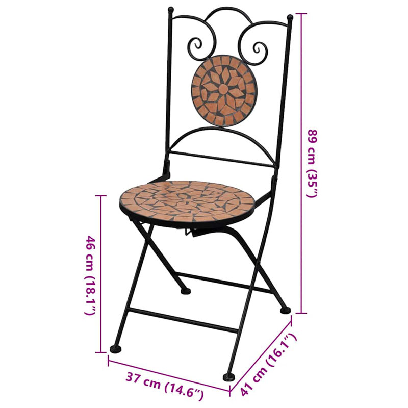 Ceramic Patio Folding Chair Folding Chair Set, Brown