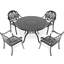 5 patio avec aluminium noir et coussins - à la décoloration, 4 sièges pour l'extérieur