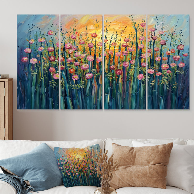 Hardin - bambou, art mural - ensemble d'art mural traditionnel, 4, H 28 po x l 48 po