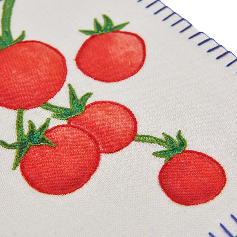 Embroidered Linen Rectangular Placemats, Green