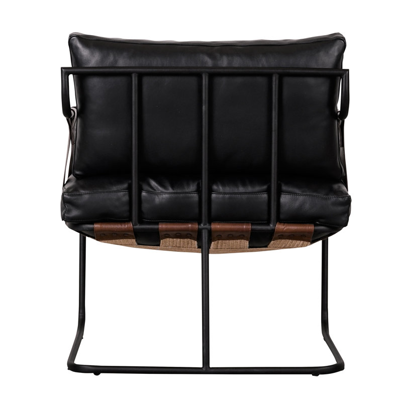 Toluca Accent Chair Black, Black Genuine Leather
