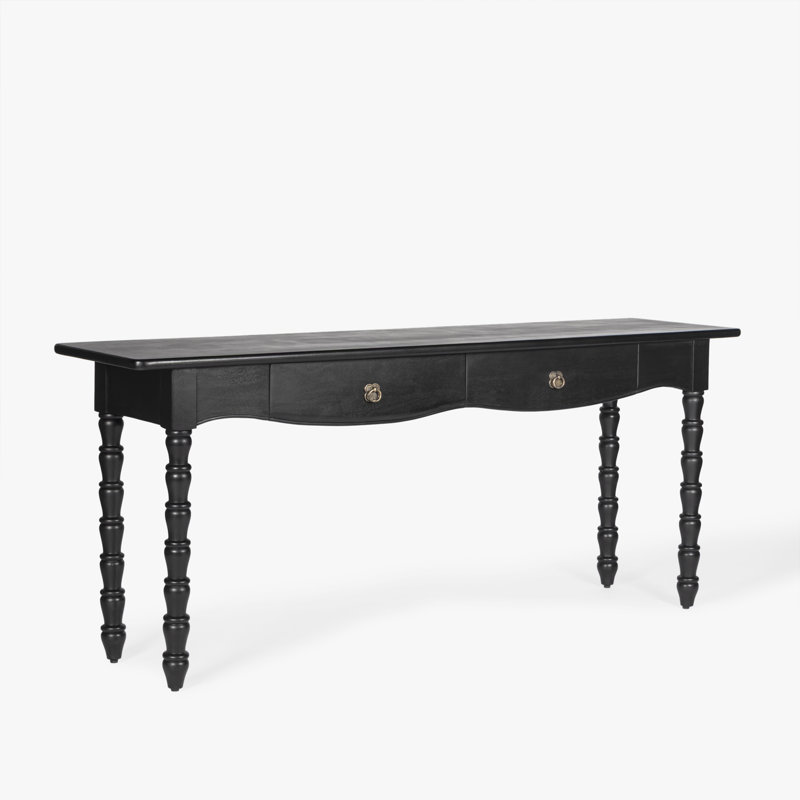 Console à deux tiroirs Isabel, Noir, H 24 po x l 24 po x P 76 po