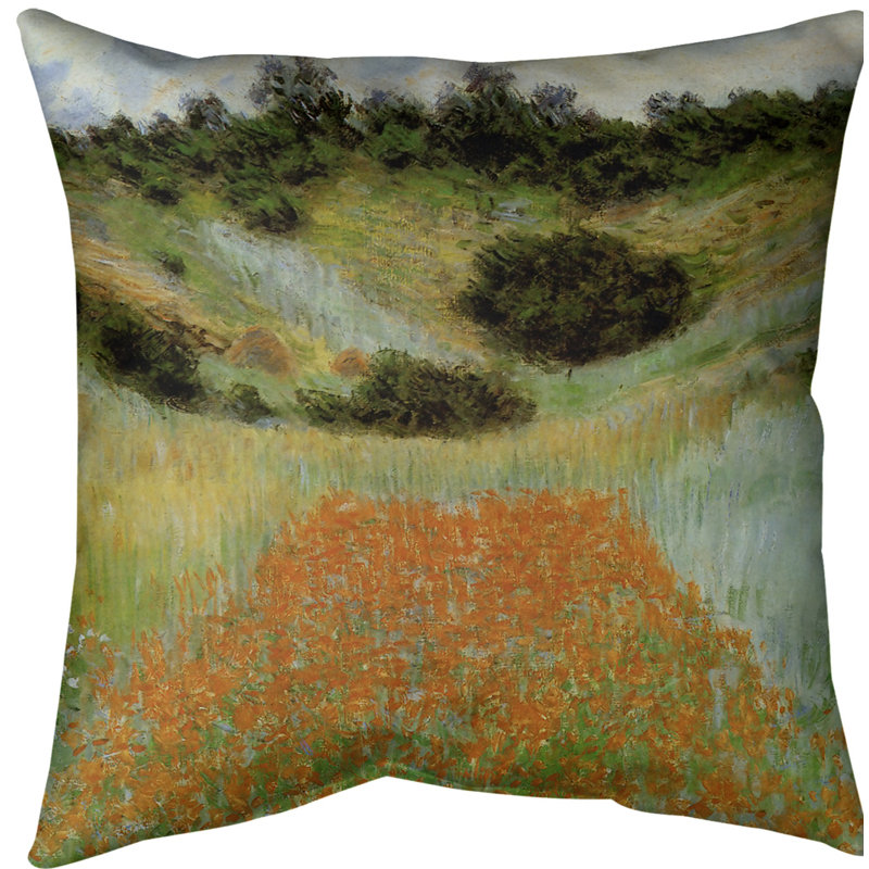 Champ décoratif claude monet dans un coussin décoratif creux, 14 po x 14 po, Faux lin