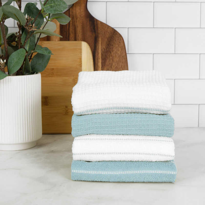 All-Clad Skipping Stripe & Wave Kitchen Towels (Set of 4), Rainfall