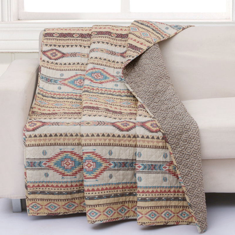 Phoenix Southwest Geo Reversible Quilted Throw, Brown
