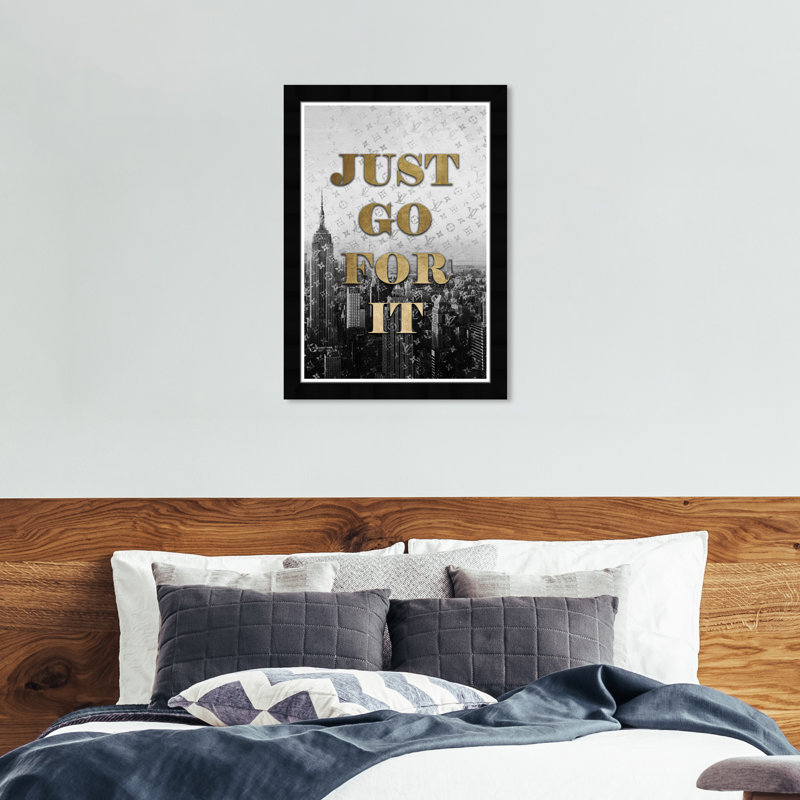Just Go For It Gold and Black Framed Wall Art