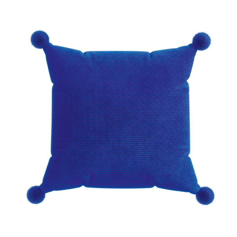 Pom Pom Cushion 45x45cm, Dark Blue