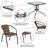 Amlie 28'' Square Glass Metal Table with Rattan Edging and 4 Rattan Stack Chairs-1029444495
