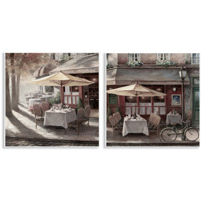 City Restaurant Sidewalk Seating 2 Piece Wall Plaque Art Set, design by T.C. Chiu