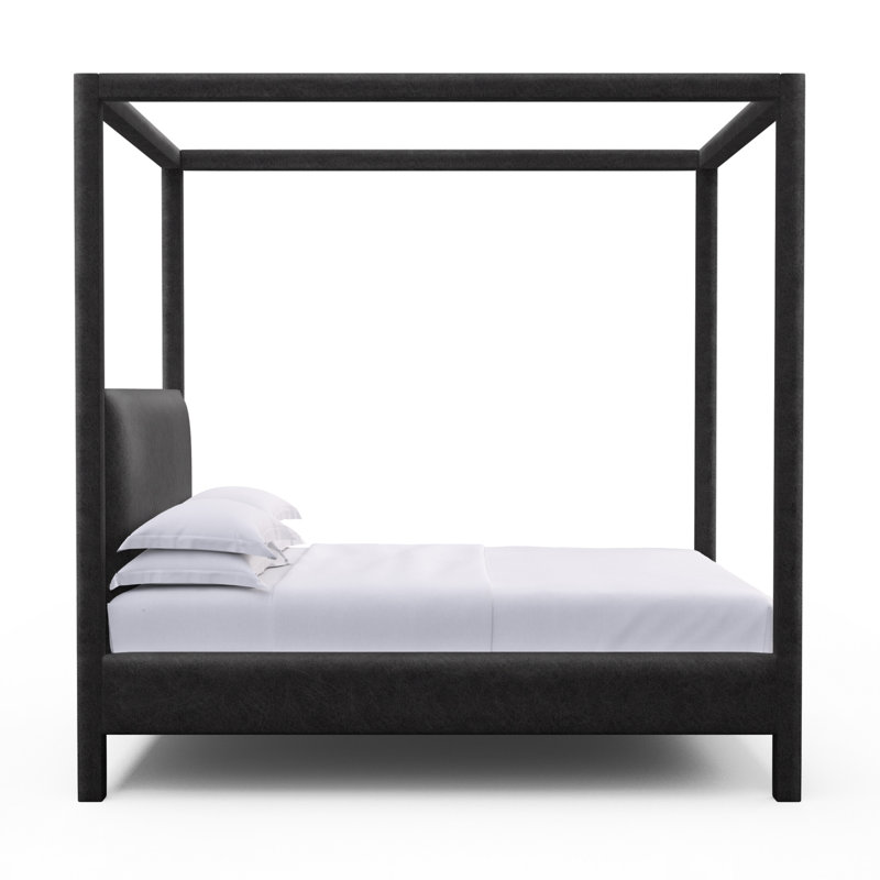 Lafayette Leather Bed, Full, Distressed Leather Black Jack