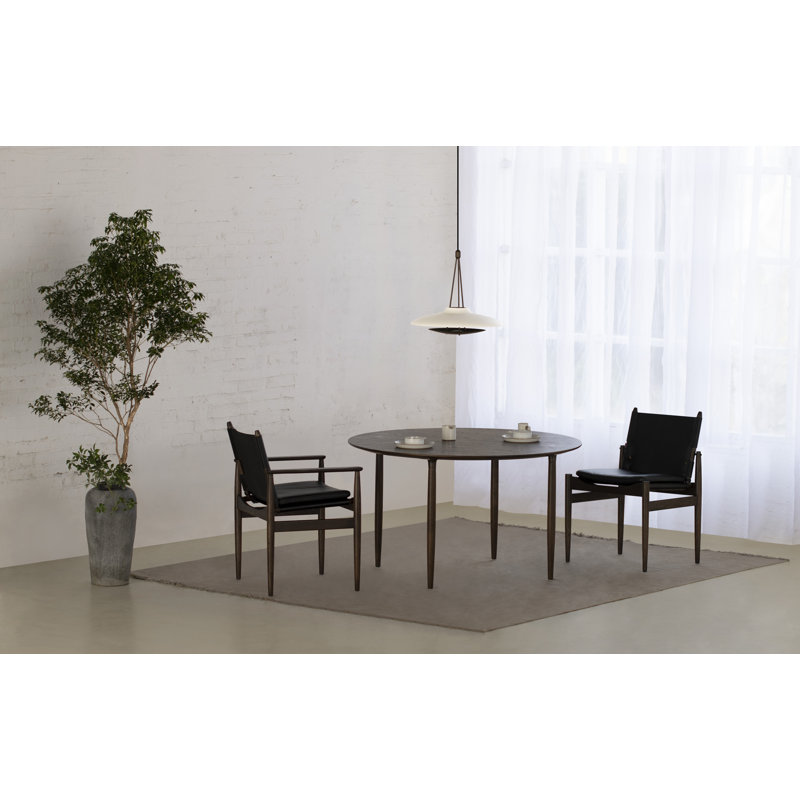 Journey Leather Dining Chair, Crystal Black, Saddle Leather Black, Natural Oak