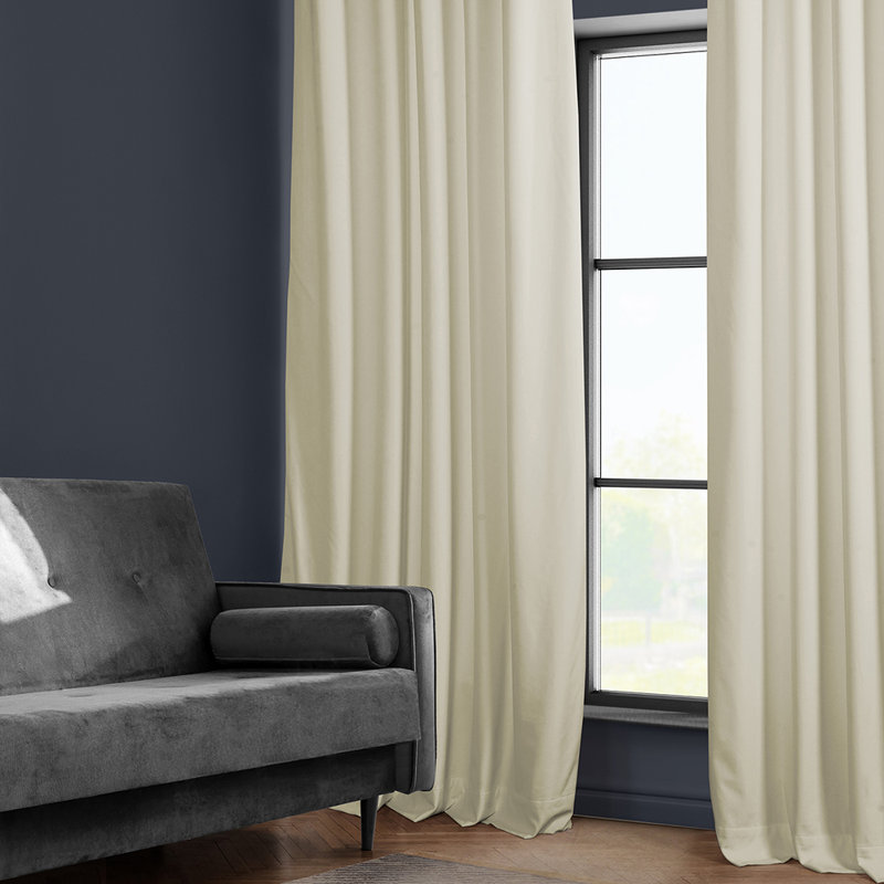 Matra Room Darkening Rod Pocket Single Curtain Panel, 50" W x 84" L, Au Lait Creme