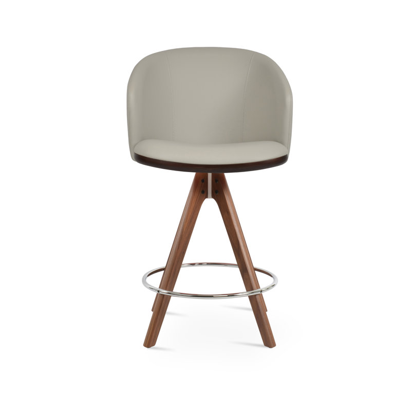 Tabouret Athena, Noyer noir, Tabouret de comptoir (siège d'une hauteur de 24,5