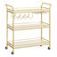 Chariot-bar doré, grand chariot de service de bar avec tablette à miroir à 3 niveaux, porte-bouteilles, porte-verres, cuisine, 38 x 86 x 90 cm, or