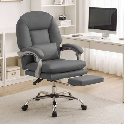 Fauteuil de direction avec repose-pieds, fauteuil de bureau inclinable et pivotant avec support lombaire